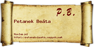 Petanek Beáta névjegykártya